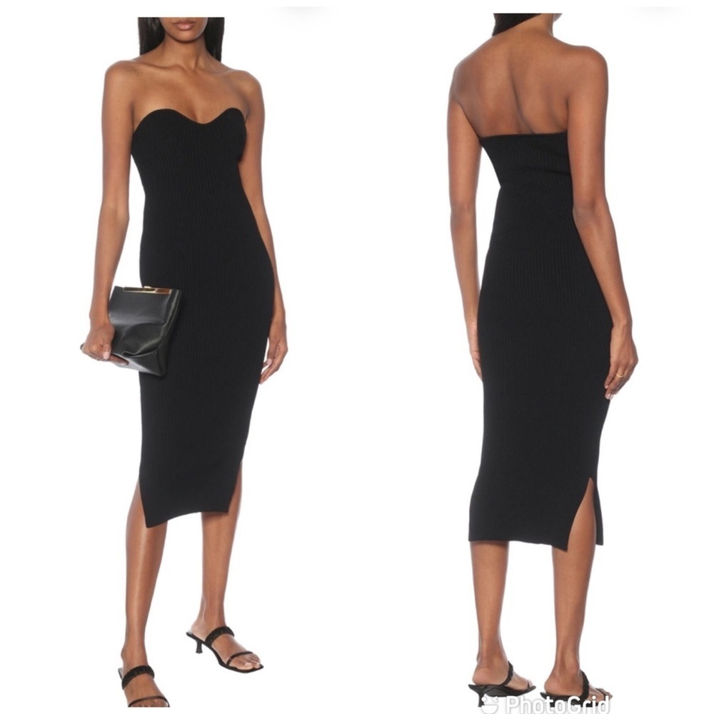 Khaite Loie ribbed-knit midi dress in Black